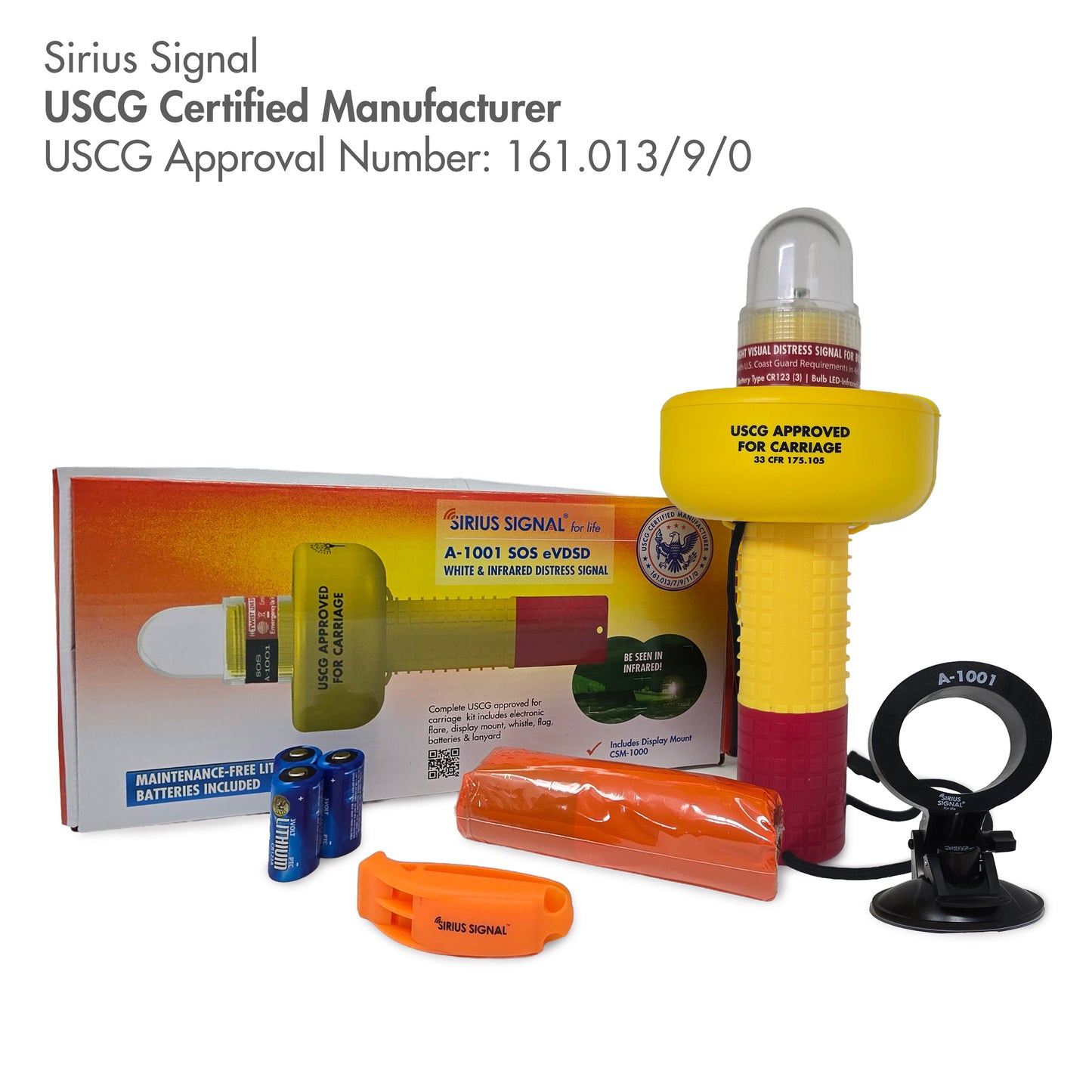 A-1001 SOS Distress Light, Display Mount, Flag & Whistle
